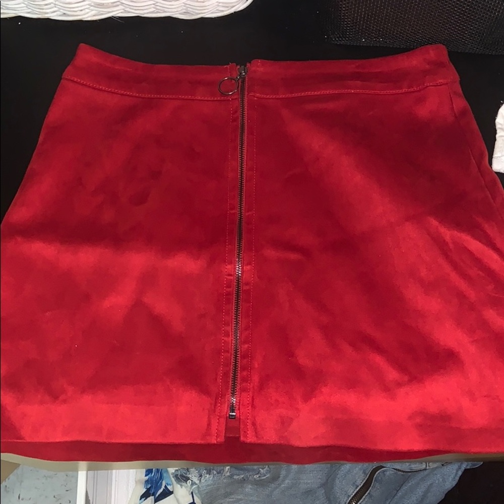 Red Suede Skirt